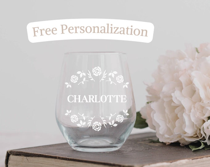 Personalized 16oz Etched Glass Wine Tumbler – Custom Name Gift for Friends or Special Occasions