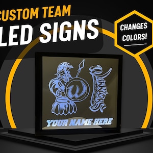 Personalized Lighted Etched Mirror – Custom College, High School, Sports Team, or Company Logo with LED Lights