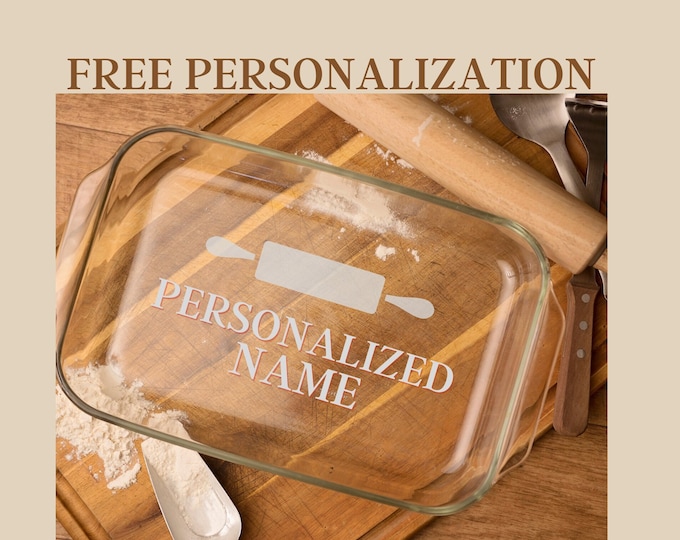 Personalized Glass Baking Dish with Lid (7.5x11.5) – Custom Casserole Pan, Lasagna Dish, Kitchen Gift Idea