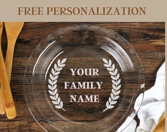Personalized Glass Pie Pan – Custom Etched Baking Gift for Friends, Housewarming & Weddings