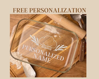 Personalized Casserole Baking Dish – Wedding, Birthday, or Baking Gift for Mom (3 Sizes Available)