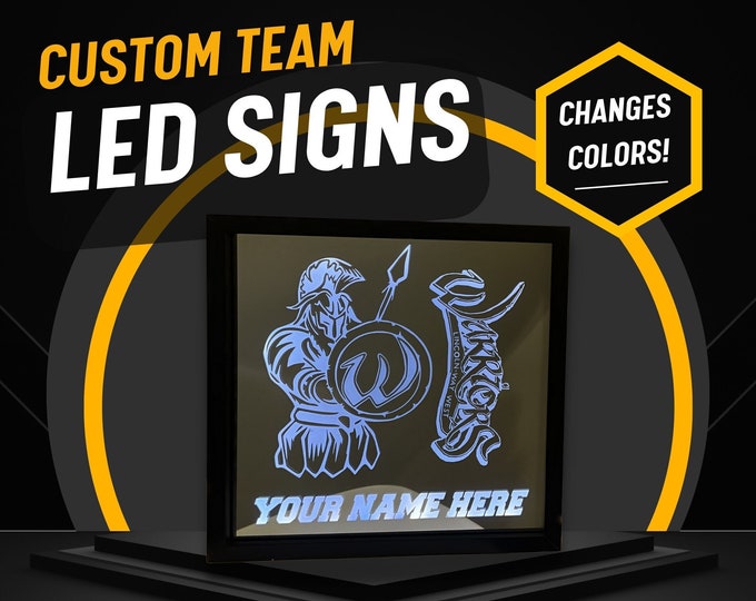 Personalized Lighted Etched Mirror – Custom College, High School, Sports Team, or Company Logo with LED Lights