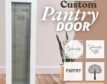 Custom Etched Glass Pantry Door – White Prefinished Solid Wood Door with French Clear Glass