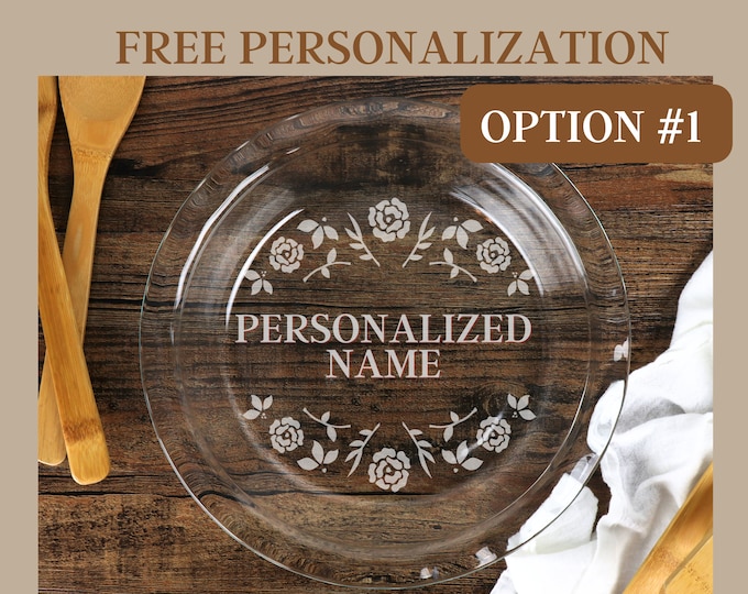 Personalized Etched Glass Pie Pan – Custom Baking Gift for Housewarmings, Weddings & Anniversaries