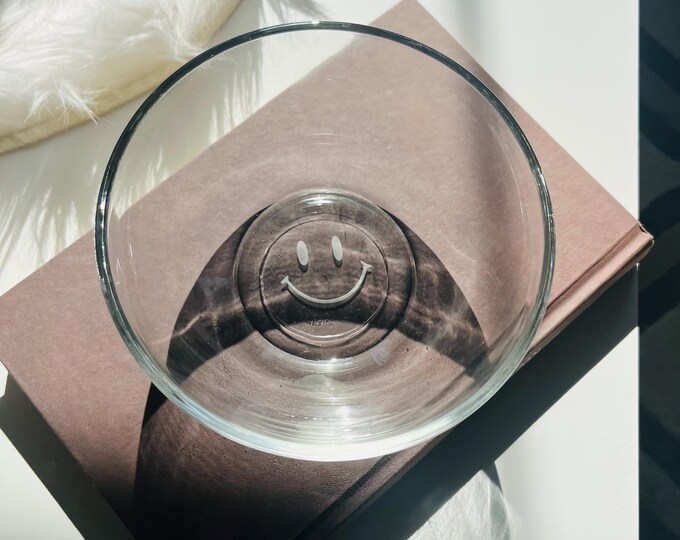 Smile Glass Bowl Set-Set Of Two Etched Glass Bowls