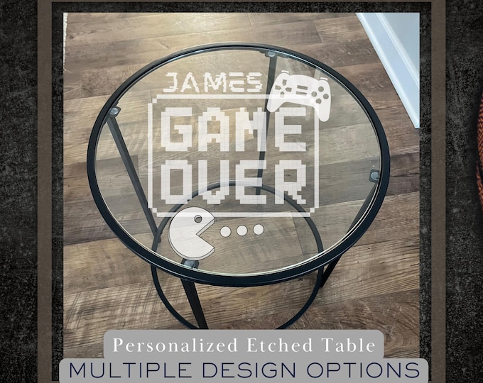Personalized Etched Glass Furniture – Custom Tables for Kids, Teens, Game Rooms & More