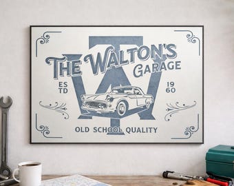 Custom Etched Glass Bar Mirror – Personalized Name Sign for Man Cave or Garage Gift