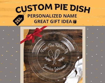 Engraved Glass Pie Dish | Personalized Baking Gift, 9-inch