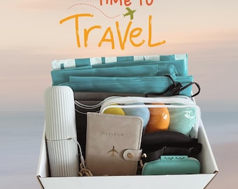 Ultimate Travel Gift Box | TSA-Approved Kit, Passport Holder, Eye Mask, Pill Case & More