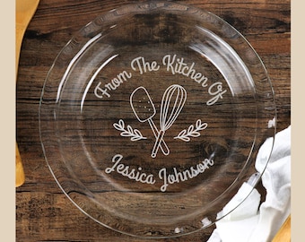Engraved Glass Pie Dish | Personalized Baking Gift, 9-inch
