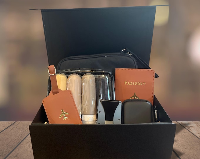 Custom Men’s Travel Gift Box – Essential Travel Kit, Ideal for Holidays, Birthdays, and Special Occasions