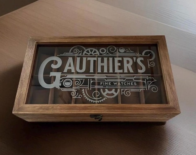 Personalized Vintage Watch Box – Custom Etched Display Case for Watches & Smartwatches, Perfect Gift for Honeymoon or Anniversary