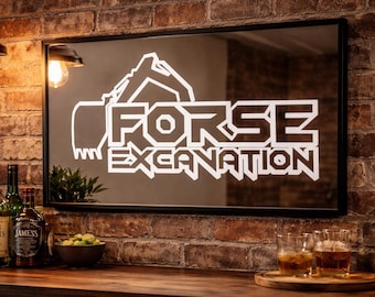 Custom Etched Mirror with Logo or Name – Personalized Bar Sign – Engraved Wall Mirror Gift