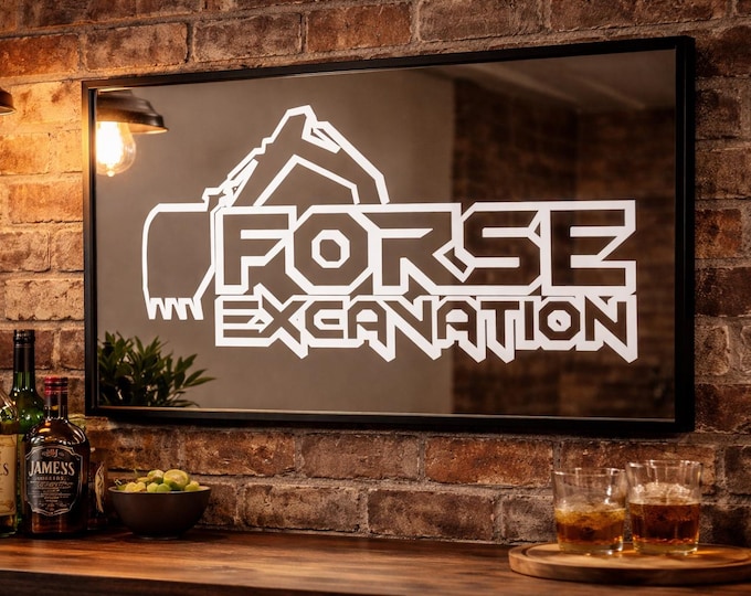 Custom Etched Mirror with Logo or Name – Personalized Bar Sign – Engraved Wall Mirror Gift