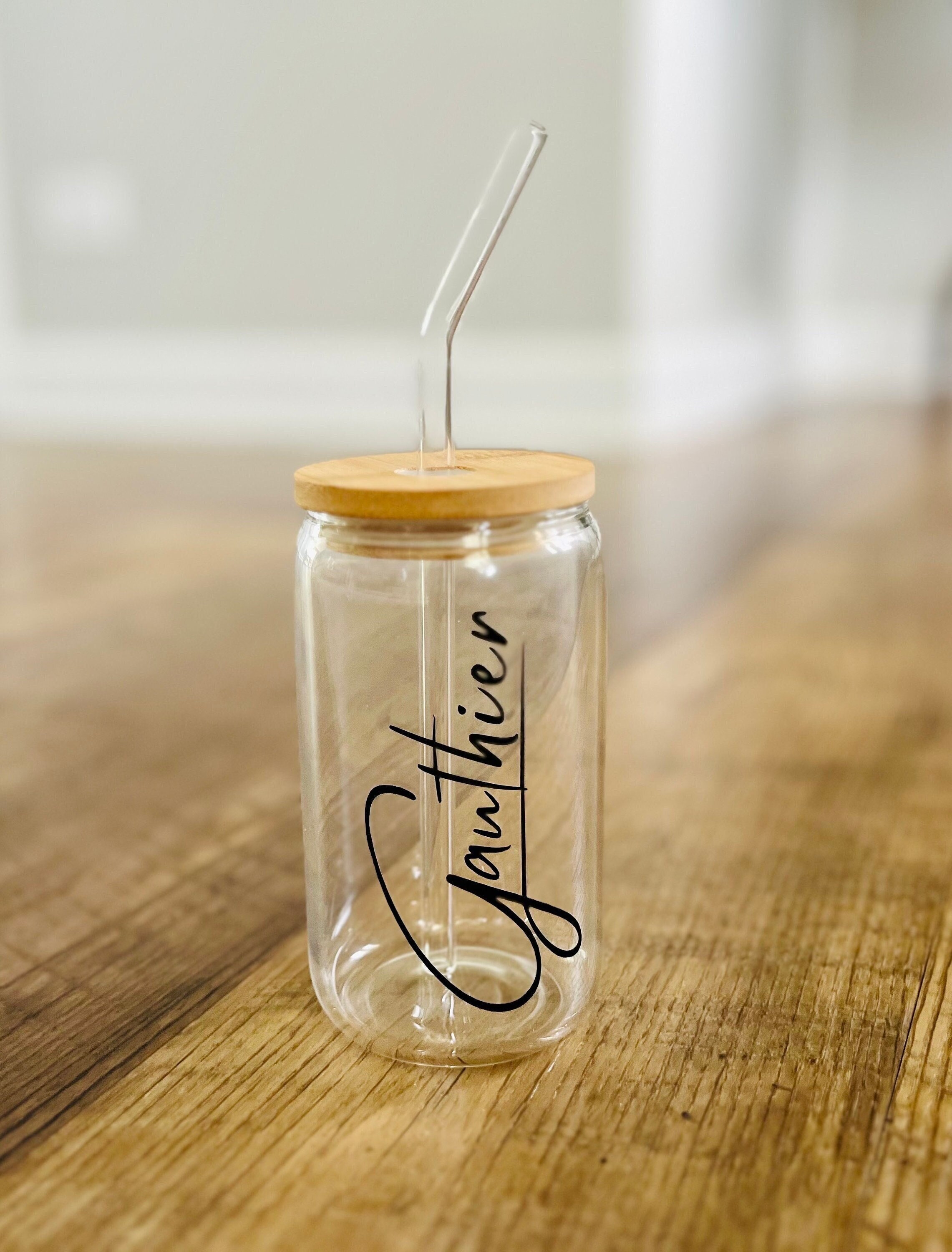 Can Glasses With Bamboo Lid and Straw - Print On Demand