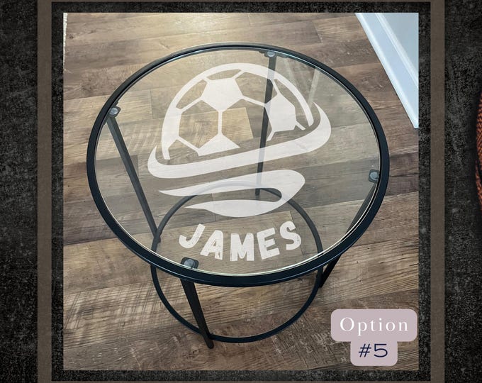 Personalized Etched Glass Soccer Table – Custom Game Room, Playroom & Basement Decor