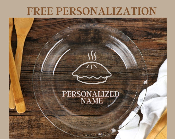 Personalized Etched Glass Pie Pan – Custom Baking Gift for Weddings, Housewarmings & Friends
