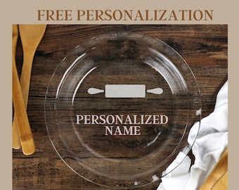 Personalized Etched Glass Pie Dish – Custom Baking Gift for Birthdays, Housewarming, Weddings, or Newlyweds