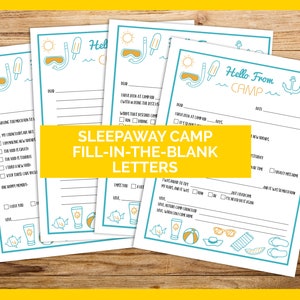 PRINTABLE Summer Camp Stationery Letter, Fill in the Blank Letter, Sleep Away Overnight Camp Letters, Instant Download