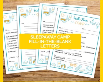 PRINTABLE Summer Camp Stationery Letter, Fill in the Blank Letter, Sleep Away Overnight Camp Letters, Instant Download