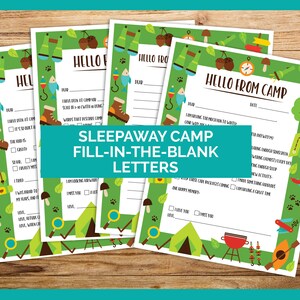 PRINTABLE Summer Camp Stationery Letter Fill in the BlankLetterhead Sleep Away Overnight Camp Notes Letters Instant Download