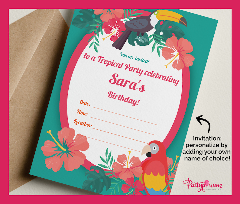 EDITABLE Printable Tropical Party Invitation - Etsy
