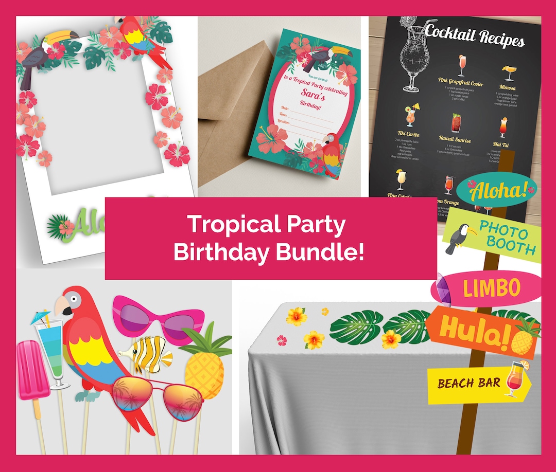 EDITABLE Printable Tropical Birthday Party Bundle - Etsy