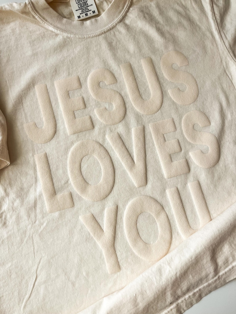 Neon Pink/Orange Jesus Loves You Puff Tee main image 0