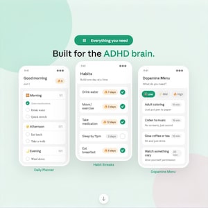 Aplicación web para planificar la vida de personas con TDAH / Planificador diario, registro de hábitos, temporizador de concentración (descarga digital)