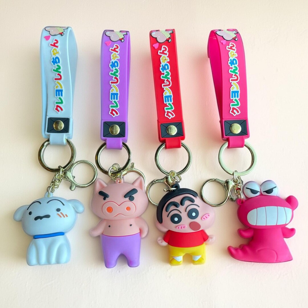 Crayon Key Rings Crayon Shin-chan Anime Keychain Set – Cute Cartoon Silicone Keyrings ...