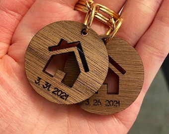 Laser engraved Customizable House Keychain