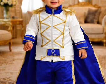 Baby Prince Charming Costume - Boys Personalized First Birthday Outfit, Royal King Party Suit