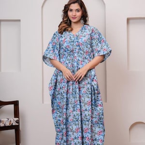 Floral Kaftan Dress for Women, Kaftan Dress Summer Wear, Floral Print Cotton Caftan, Kaftan Nighty, Kaftan Evening Dress, Beach Cover Up