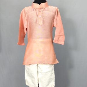 Orange Toddler Silk Kurta Pajama, Baby and Kids Kurta Indian Style Ethnic Clothes, Perfect for Wedding, Diwali, Festive Boys kurta Set