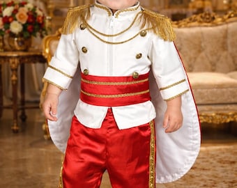 Disfraz de Príncipe Azul Rojo, Traje de Rey Real Medieval Infantil, Vestido Real, Traje Inspirado en Disney