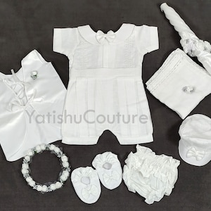 Boys Baptism Outfit, Baby Blessing Outfit, White Christening Outfit, Baby Boy Baptism Dress, Catholic Baptism Clothes, Baby Booties, Hat