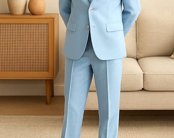 Kids Blue Suit - Boys Light Blue Tuxedo Set- Toddler Wedding Outfit - Ring Bearer Clothing