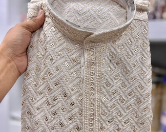 Indian Kurta Pajama Sets Men&#39;s Embroidery kurta Pajama Indian Wedding Wear Outfit for Men Ceremony Festival Eid Outfit