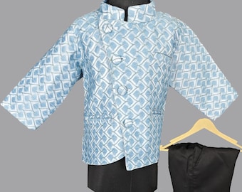 New Stylish Angrakha Jodhpuri Suit for Boys - Kids Bandhgala for Wedding - Traditional Indian Kurta and Pant - Perfect for Special Occasions