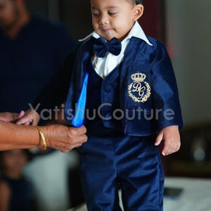 Boys Formal Wear - Toddlers Ring Bearer Suit, Velvet First Birthday Outfit, Communion Tuxedo Set