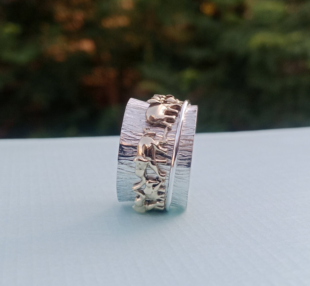 Elephant Spinner Ring, Fidget Brass Elephant Ring, Meditation Ring