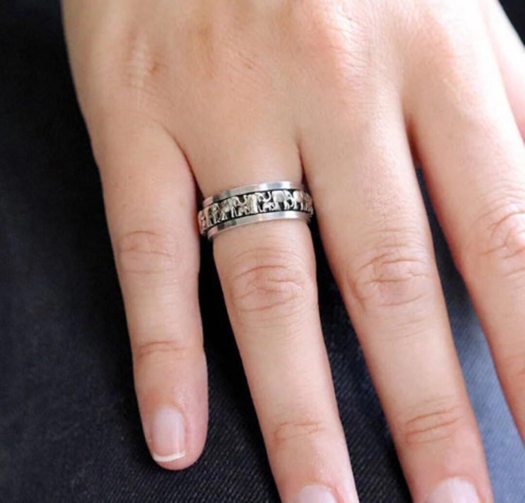 Elephant Ring, Sterling Silver Spinner Ring, Meditation Ring, Elephant