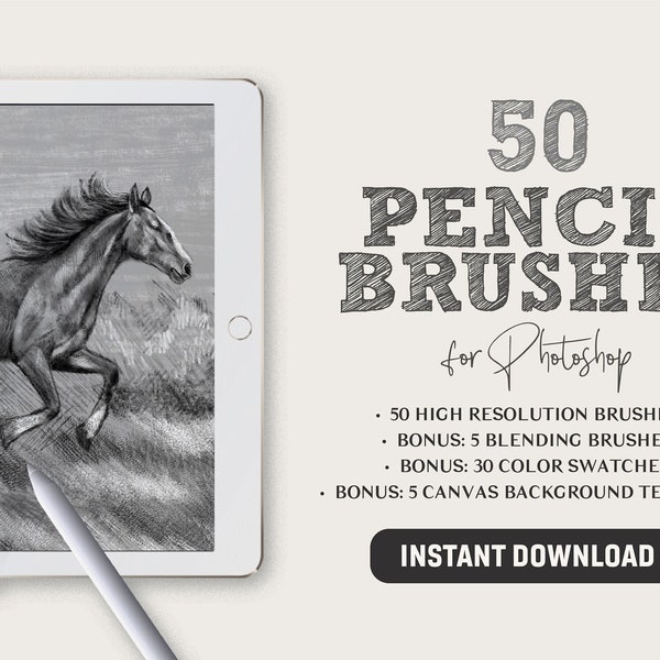 50 Photoshop Bleistift Pinsel | Buntstiftpinsel für Photoshop, Bleistiftskizzenpinsel, Skizzenpinsel, Buntstiftpinsel
