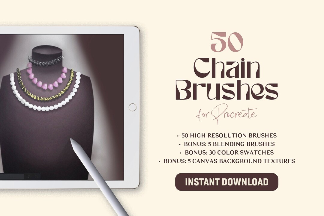 50 Procreate Jewelry Brushes Chain Stamp Brushes Necklace Etsy