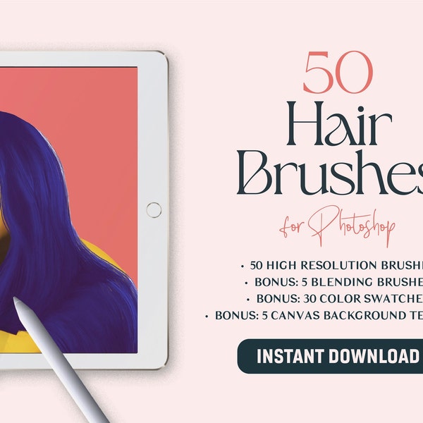 50 Photoshop Hair Brushes | Hair, Eyelashes, Eyebrows, Hairstyles, Haircut, Wave Hair, Wavy Brush | Perfect For Portraits