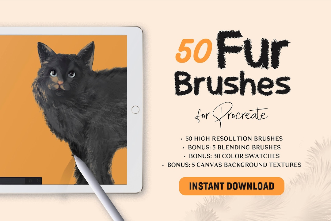 50 Fur Procreate Brushes Animal Hair Brushes Digital Etsy