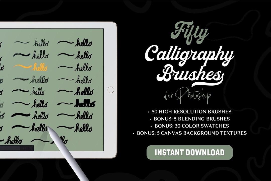 50 Calligraphy Brushes Lettering Brushes