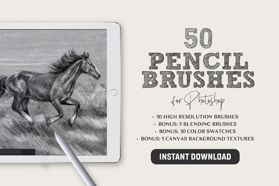50 Pencil Brushes Colored Pencil Brushes for