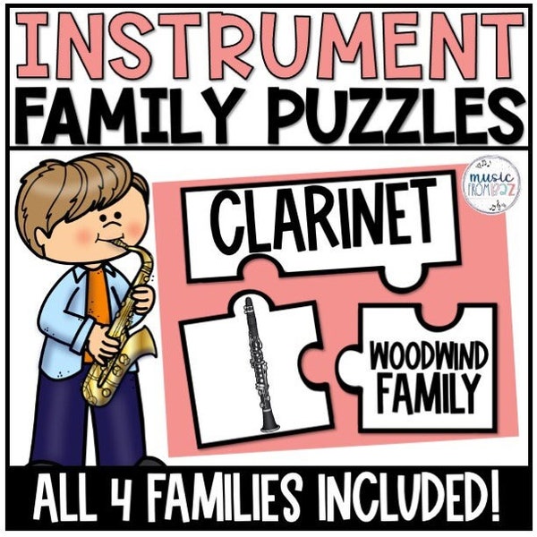 Musical Instrument Families of the Orchestra - Puzzles - Elementary Music Game - Instrument Family Lesson Plan