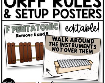 Neutral Orff Rules & Setup Posters Elementary Music Classroom Decor Music Posters